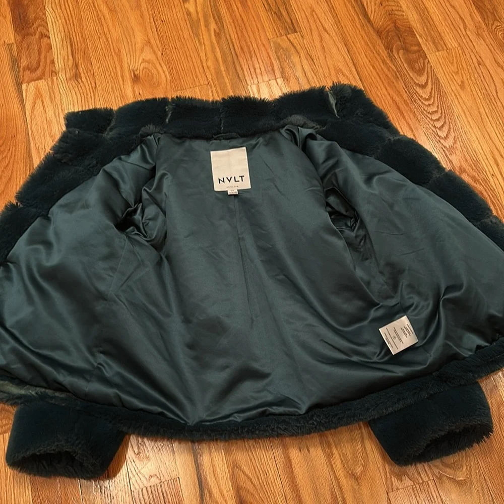 Luxurious Faux Fur Jacket coat in Deep Teal/Hunter Green.  S/M